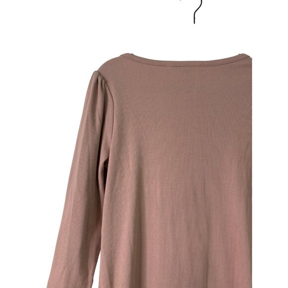 The Nines By Hatch Dusty Pink Ribbed Stretch Midi Length Maternity Dress Size L - Picture 11 of 13